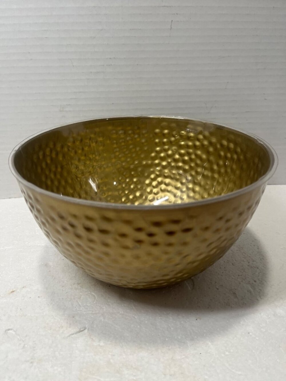 Gold Hammered Copper Bowl with Plastic Liner
